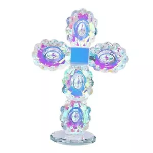 Crystal Cross Glass Christian Decor with Standing Colorful Traditional  - Picture 1 of 5