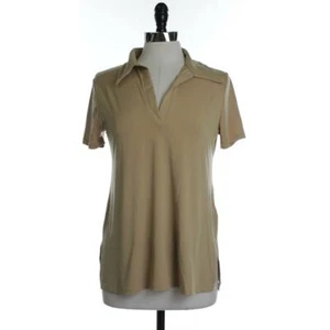 Slinky NEW Womens S Khaki Solid Pullover V-Neck Short Sleeve Women's Tops $30 - Picture 1 of 4