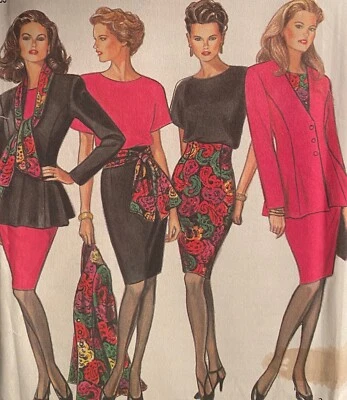 NEW 1990s NEW LOOK SKIRT SUIT + BLOUSE SEWING PATTERN 6091 8-18 - Image 1 of 2