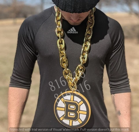 Boston Bruins Fan Chain, Giant Gold Necklace Licensed NHL Cover
