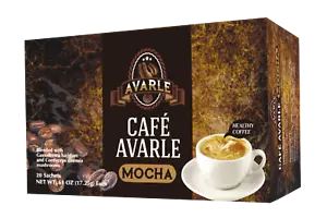 Cafe Avarle Healthy Mocha w/ Ganoderma & Cordyceps - 1 Box (20 Pks) - Picture 1 of 1