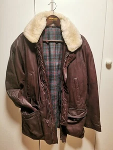 Lederjacke braun lang, mit Kunstfellkragen  Gr.52,  XL - Bild 1 von 10