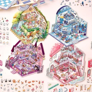 Großes DIY 3D Aufkleber Kunst Kit für Erwachsene & Jugendliche - 4 Sets isometrische Raumszenen w - Bild 1 von 7