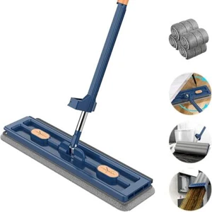 Large Flat Mop 360° Rotatable Adjustable Cleaning Mop Long Handle Big with 6 Pad - Picture 1 of 15