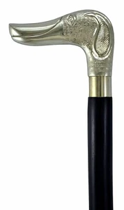 Wooden Walking Stick Vintage Style Solid Brass Duck Head Handle Victorian Cane - Picture 1 of 4