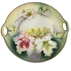 Vintage Hand Painted Round Double Handle 10'' Serving Platter Germany - Picture 1 of 5
