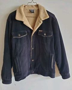 Mens Ezekiel Black Corduroy Sherpa Jacket L - Picture 1 of 7