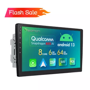 10.1" QLED 2DIN Android 13 8Core 6+64 Apple CarPlay Car Radio Stereo GPS Sat Nav - Picture 1 of 23