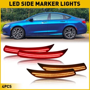 Smoked Front + Rear Bumper LED Side Marker Light For 2015 2016 2017 Chrysler 200 - Picture 1 of 12