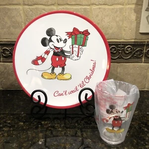 POTTERY BARN KIDS MELAMINA MICKEY MOUSE "¡NO PUEDO ESPERAR HASTA NAVIDAD!" PLATO Y TAZA - Imagen 1 de 8