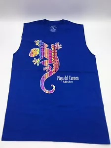 Surf Life Tank Top Mens Playa del Carmen Mexico Dark Blue Lizard Graphics size M - Picture 1 of 5