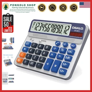 Office-Friendly Extra Large Calculator with 12-Digit Display & Anti-Slip Feet - Picture 1 of 10