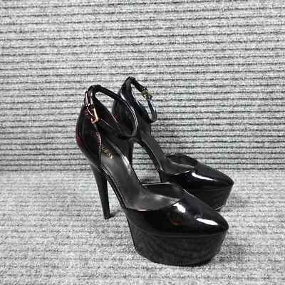 Zapatos de tacón de plataforma GUESS para mujer 8,5 Y2K Rachal negros brillantes de 6 pulgadas Foto 1 de 4