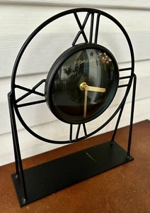 Black Metal Table Clock Minimalist Modern for Shelf or Mantel "Preferred Stock" - Picture 1 of 10