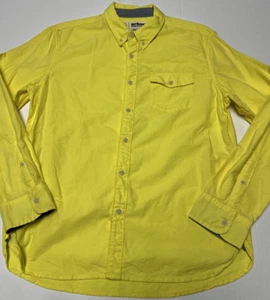 Urban Pipeline Button Down Shirt Men Large Yellow Contrast Cuff Business Casual - Picture 1 of 21