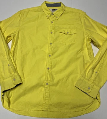 Camisa Urban Pipeline Abotonada Hombres Grande Amarilla Contraste Puño Negocios Informal Foto 1 de 4