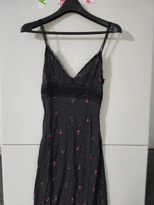 Urban Outfitters Dress Women 6 BLK Maxi Slip Strap Whimsy Fairy Rose Floral Lace - Picture 1 of 20