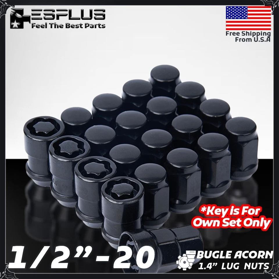 [20] Black 1/2"-20 Acorn Wheel Lock Combo For Jeep Cherokee Wrangler CJ YJ JK - Image 1 of 4