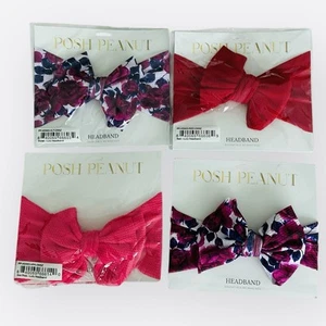 BRAND NEW Lot of 4 Posh Peanut Lulu Headband Wrap Bow Pink Red Violet Floral - Picture 1 of 4