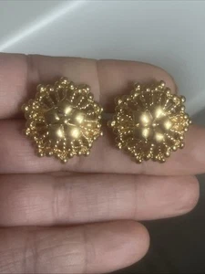 Orecchini oro MONET STARBURST Sunburst fiore dorato clip su gioielli vintage - Foto 1 di 5