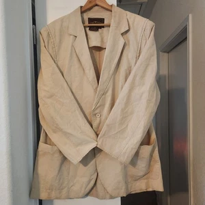 Vintage Sergio Valente Jeans Mantel Jacke Blazer Beige Herren 3XL Hong Kong Ramie - Bild 1 von 5