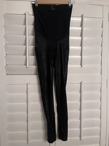 Spanx Umstandsleggings klein Kunstleder über dem Bauch Bund schwarz - Bild 1 von 4