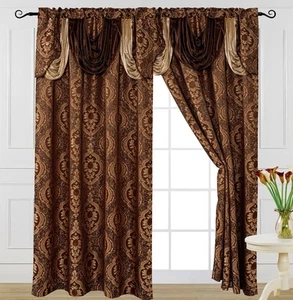Lana Luxus Jacquard Gardine Paneel mit angesetztem Wasserfall Volant Gr. 54 von... - Bild 1 von 7