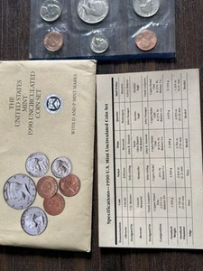 1990 Uncirculated Coin Set U.S Mint Original Government Packaging OGP - Picture 1 of 2
