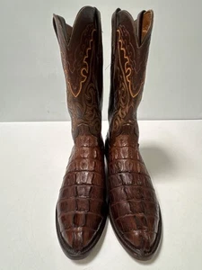Lucchese 2000 Mens Tail Cut Caiman Cowboy Boots Size 10 D - Picture 1 of 12