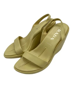PRADA Sandals Women's Size 34.5 Beige Leather - Picture 1 of 12