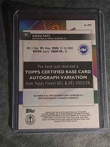 Ansu Fati Base Autograpgh - Topps Finest 2023/24 - Picture 1 of 2