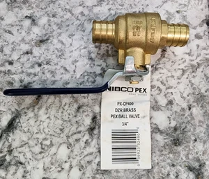 NIBCO PEX PX-CP400 DZR MESSING Pex Kugelhahn 3/4 Zoll Widerhaken x Widerhaken BRANDNEU! - Bild 1 von 6