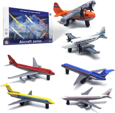 Paquete de 6 mini aviones diecast Toy Airplane, juego incluye planeador y aerolíneas  Foto 1 de 4