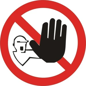 ADESIVO FORMA TONDA "VIETATO L'ACCESSO ESTRANEI" SEGNALETICA SICUREZZA, DIVIETO - Imagen 1 de 1