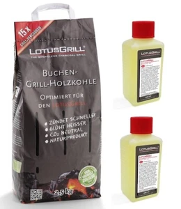 Spar-Set: LotusGrill Buchenholzkohle 2,5 kg Sack + 2x Brennpaste 200 ml - Afbeelding 1 van 1