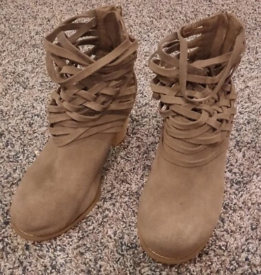 Torrid Genuine Suade Open Strappy Heeled Booties Gray Women's 8W - Image 1 of 4