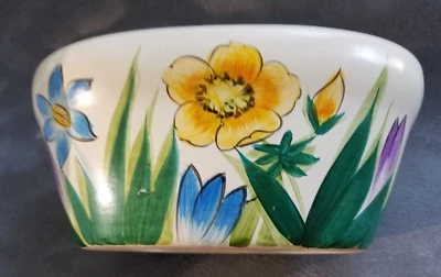 Oval Flowered Ceramic Plant Pot 6" L 3" Deep - Image 1 of 4