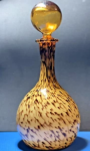 VNTG Mid Century Dekanter Kunst Glas Geist Flasche Schildkröte Shell Kugel Stopfen - Bild 1 von 7