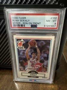 1990 Fleer #102 Rony Seikaly w/Michael Jordan Error Ron on Front PSA 8 NM-MT - Bild 1 von 2