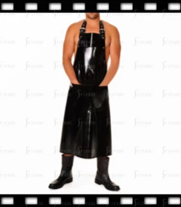 Latex Apron Unisex Cosplay Play Black Adjustable Buckles Big Pocket Customize H6 - Picture 1 of 5