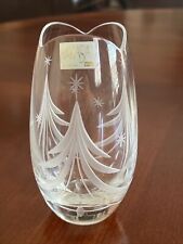 Clear, crystal. Mikasa, vase, frosted etched trees and stars, 5.5” high