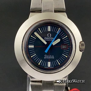 NOS Vintage Omega Geneve Dynamic Automatic Watch Steel Crosshair Dial 30Mm - Picture 1 of 13
