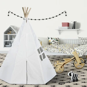 Teepee Play Tent with Floor Mat, Window, Pocket, Storage Bag, Cotton, Children’s - Picture 1 of 7