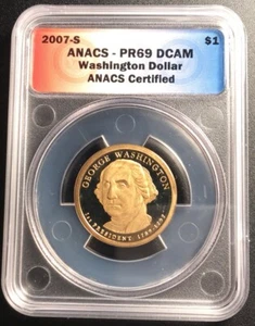 2007-S ANACS PR 69 DCAM George Washington Presidential Dollar - Picture 1 of 5