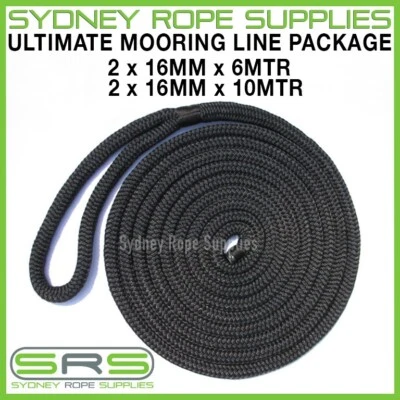  THE ULTIMATE MONACO MOORING DOCK LINE PACKAGE 4 X 16MM DOCKLINES, UV TREATED - image 1 of 4