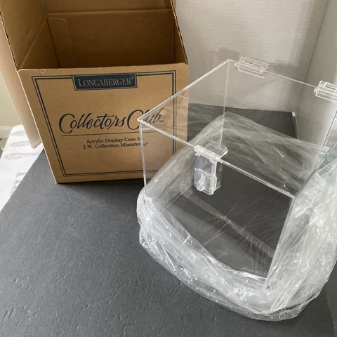 Longaberger Collectors Club Miniature Basket Acrylic Display Case Box Mint 8x8” Cover