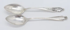 2 Sterling Spoons Watson WTS72 Baker Manchester Five O'Clock BMS20 Monogramed - Picture 1 of 4