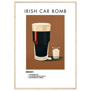 Irish Car Bomb Poster Cocktail Art Wall Decor Bar Decor Kitchen Wall Art Home Ba - Picture 1 of 7
