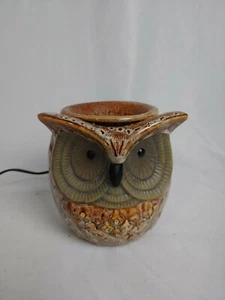 Ceramic Owl Burner Electric Candle Warmer Stone Pottery Used - Picture 1 of 10
