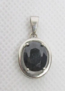 925 STERLING SILVER GENUINE BLUE SAPPHIRE OVAL SOLITAIRE PENDANT 22X12MM ~ 2.5G - Picture 1 of 3